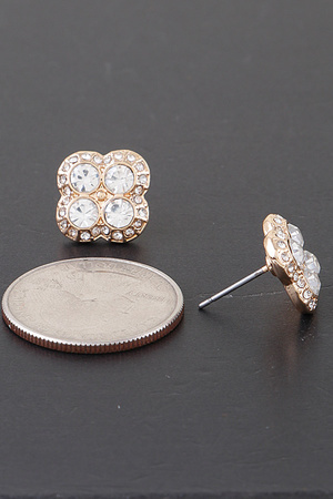 Quadra Rhinestone Clover Stud Earrings