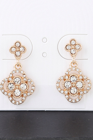 Quadra Rhinestone Clover Drop Earrings