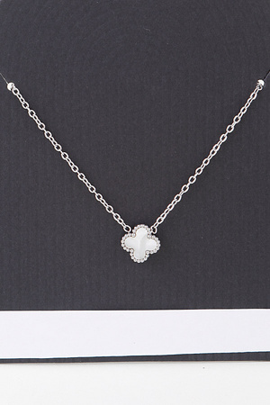 Stone Clover Link Chain Necklace