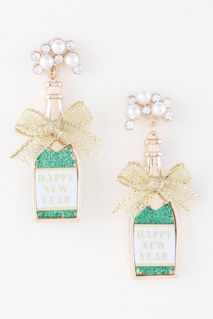 Happy New Year Champagne Earrings