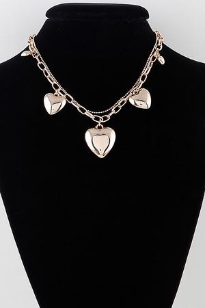 Multi Heart Charm Pendant Necklace