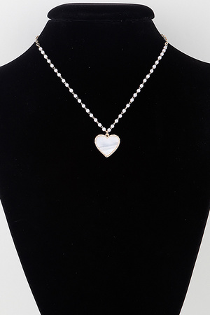 Pearled Marble Heart Necklace