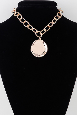 Big Metal Pendant Link Chain Necklace