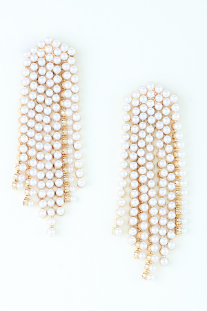 Multi Pearl Curtain Drop Earrings