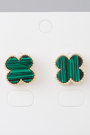 Multi Beaded Clover Stud Earrings