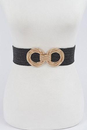 Metal OO Buckle Plus Size Stretch Straw Belt