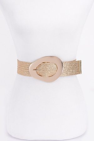 Vintage Metal Buckle Metallic Stretch Straw Plus Size Belt