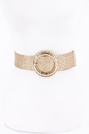 Hammered Metal Buckle Metallic Stretch Plus Size Belt