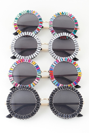 Crystal Rhinestone Round Sunglasses