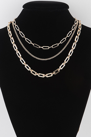 Triple Link Curb Chain Necklace