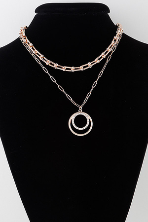 Double Jewel Moon Chain Necklace