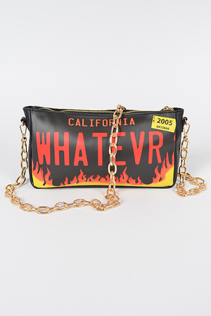 Licence Plate Printed Cross Body Bag.