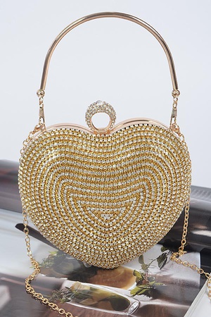 Rhinestone Heart Shape Party Clutch.