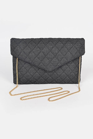 Quilted Denim Envelope Clutch