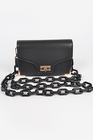 Transparent Crossbody Bag W/Plastic Link Chain