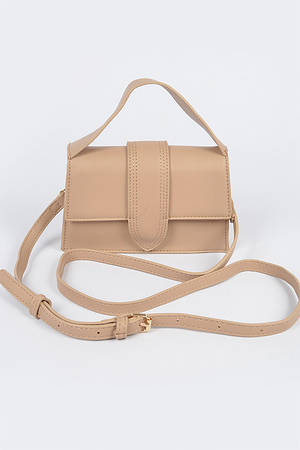 Faux Leather Top Handle Bag