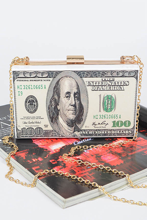 Money Printed Transparent Hard Case Bag