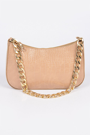 Faux Croc Chain Simple Shoulder Bag