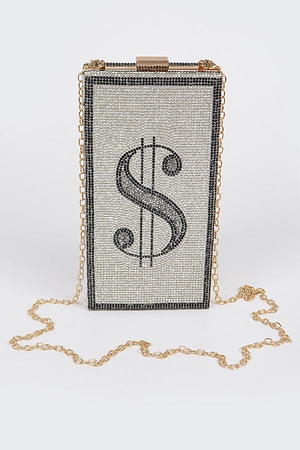 Rhinestone Dollar Sign Party Clutch