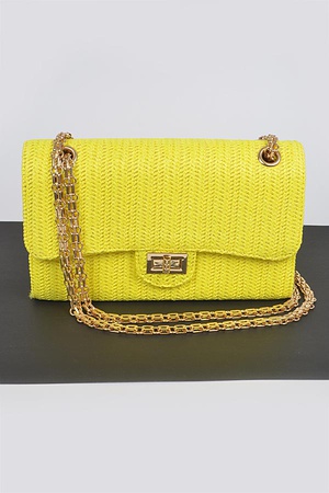 Faux Straw Shoulder Bag