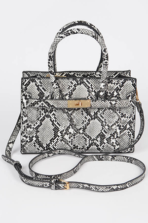 Snake Print Handles Crossbody Bag