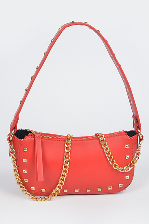 STUDDED CHAIN SHOULDER BAG