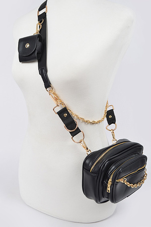 Zip Chain Crossbody Bag W/Airpod Purse