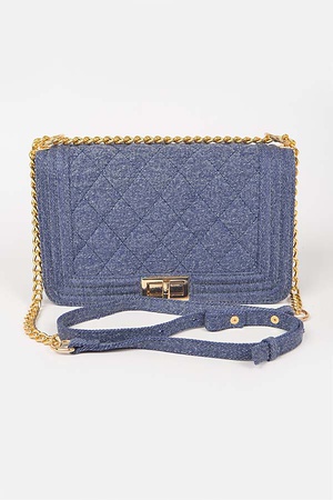 Quilted Denim Shoulder Bag