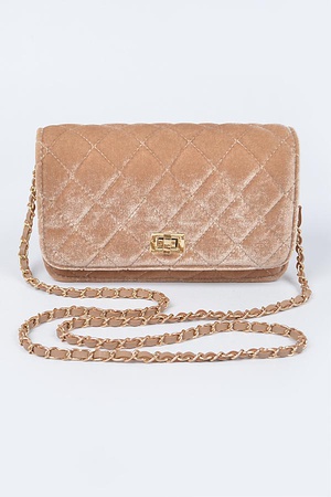 Quilted Velvet Shoulder Bag