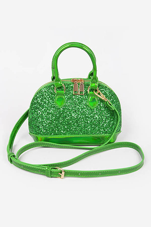 Glitter Mirror Top Handle Crossbody Bag