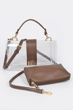 Faux Leather Transparent Crossbody Bag