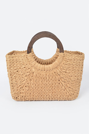 Round Handle Straw Tote Bag