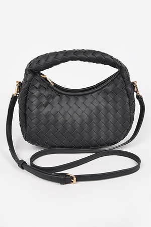 Faux Leather Braided Hobo Clutch