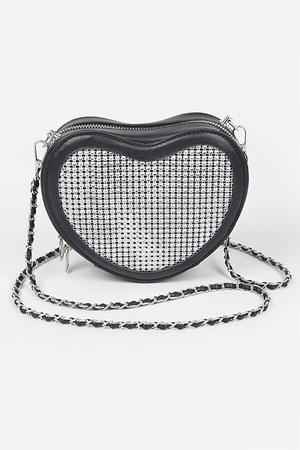 Rhinestone Heart Shape Crossbody Bag