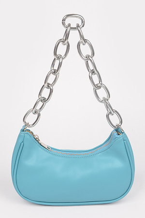 Faux Leather Chain Shoulder Bag