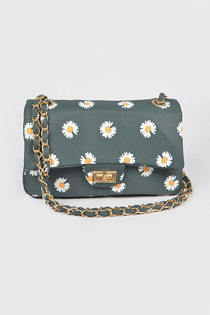 Quilted Flower Canvas Shoulder Bag