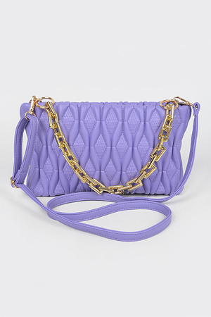 Quilted Faux leather Chain Pouch