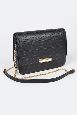 Embossed Faux Leather Flap Bag