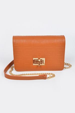 Embossed Faux Leather Flap Bag