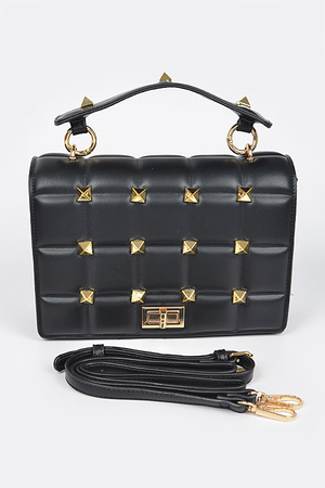 Embossed Faux Leather Studded Bag