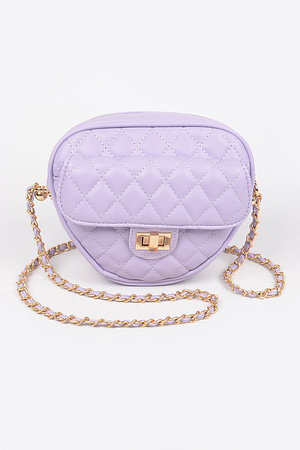 Quilted Faux Leather Heart Shape Crossbody Bag