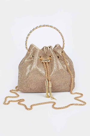 Rhinestone Top Handle Bucket Bag