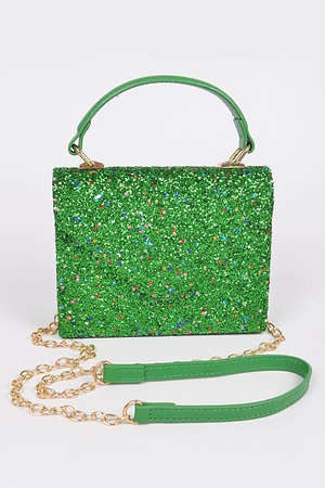 Glitter Top Handle Flap Bag