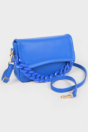 Faux Leather Chain Flap Bag