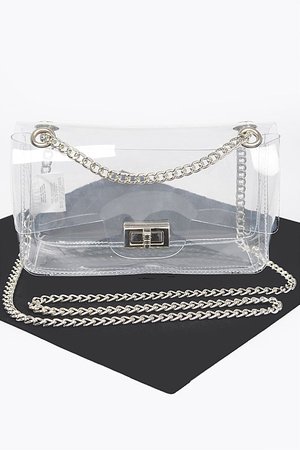 Transparent Flap Crossbody Bag