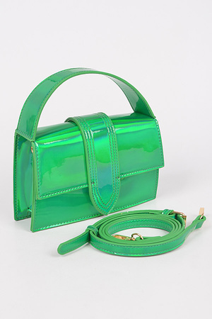 Metallic Top Handle Crossbody Bag