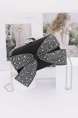 Rhinestone Hotfix Ribbon Nylon Hard Case Clutch