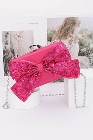 Rhinestone Hotfix Ribbon Nylon Hard Case Clutch