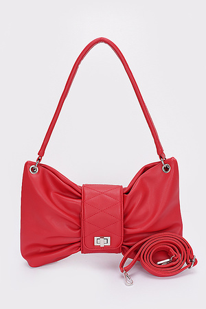 Faux Leather Bow Shoulder Bag