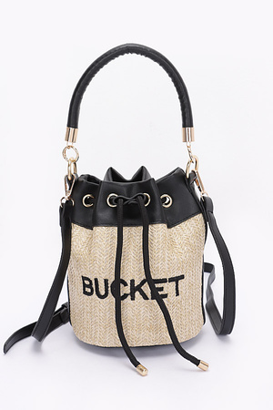 Faux Straw Bucket Bag